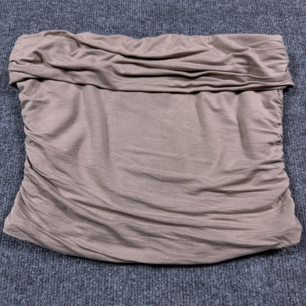 White Fox Womens Ruched Tube Top Taupe Brown Strapless Bodice‎ Size M